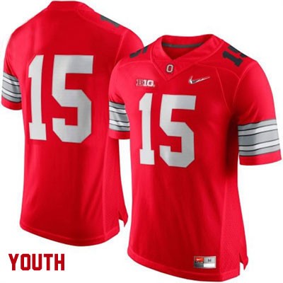 Youth NCAA Ohio State Buckeyes Only Number #15 College Stitched Diamond Quest Authentic Nike Red Football Jersey WR20J78VX